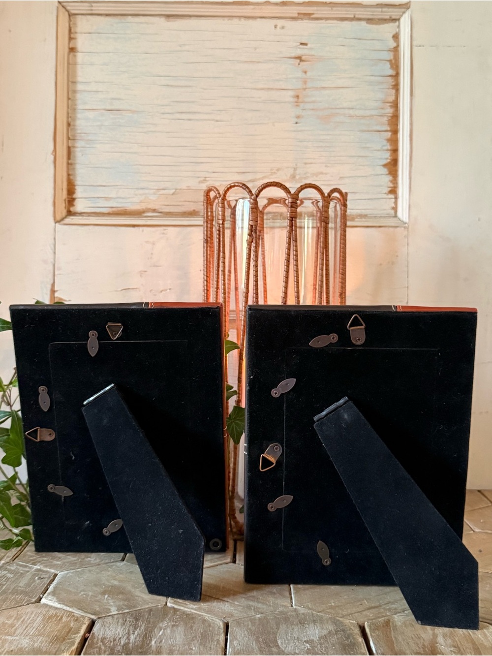 NWOT! Pier One Imports Vegan Leather, Rustic Frames, Set of 2, 4”x6” Photos - Picture 5 of 5